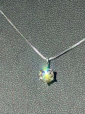 Natural Champagne Diamond Pendant 1ct, Solid Platinum Pt